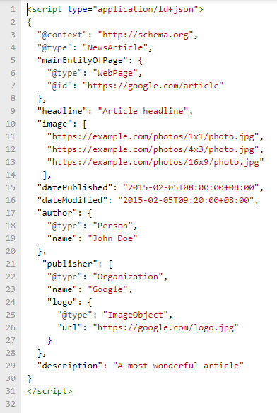 article schema markup
