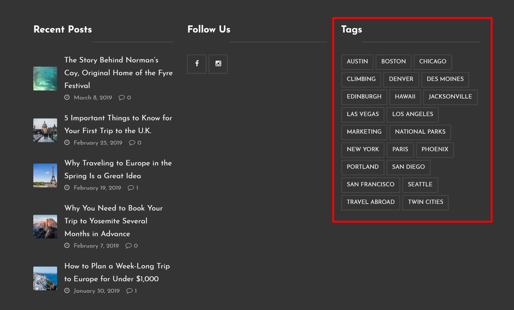 location of tag link on the-webpage