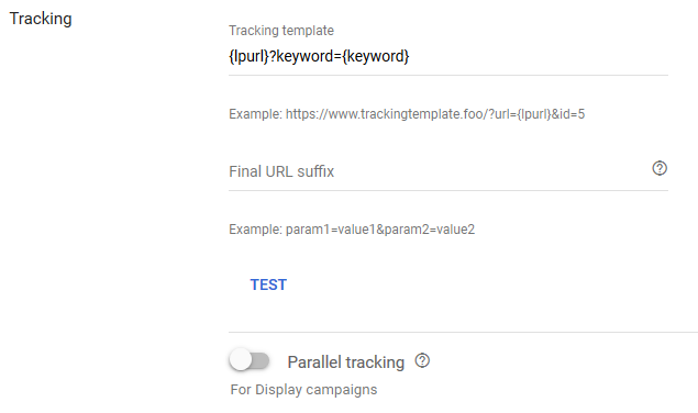 Keywords Tracking Script