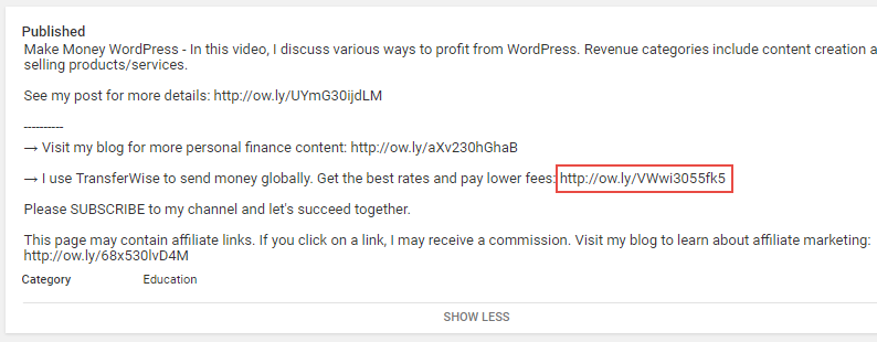 Links In Youtube Description