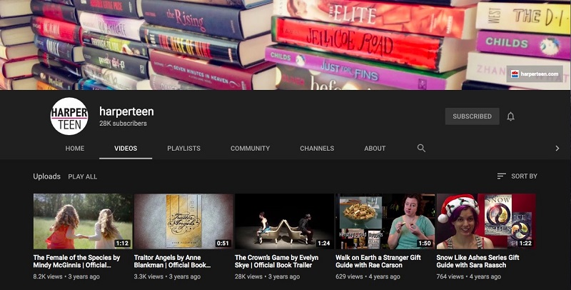 Harper Teen Youtube Page
