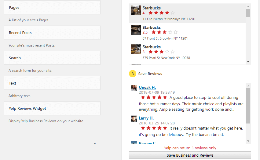 confirm and save your business reviews to display on your website