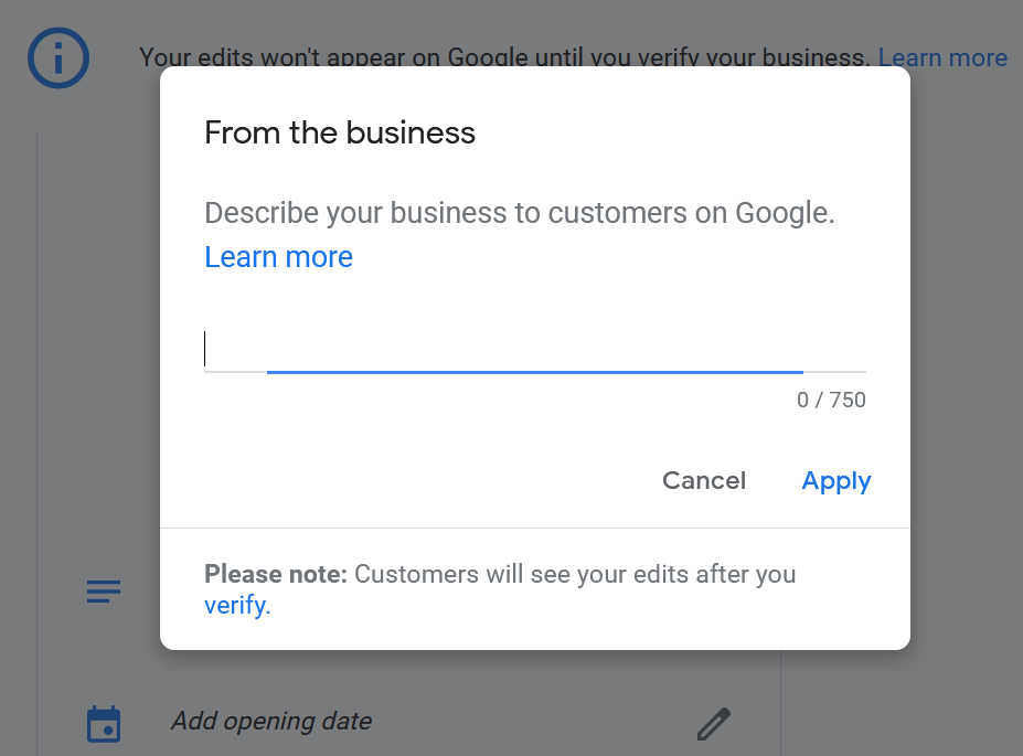 GMB Business Description