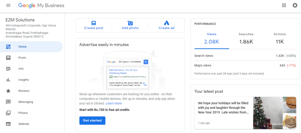 Google My Business E2M Post Insights Data