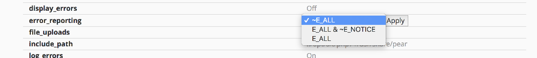 PHP Selector - Drop Down in E_ALL Option