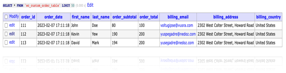 A Custom Order Table