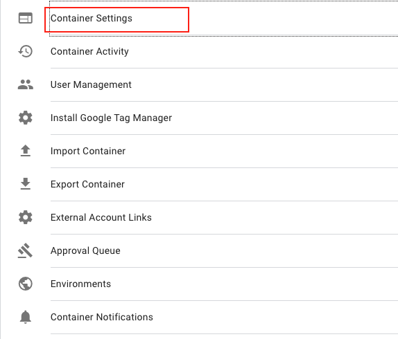 Go to Container Settings