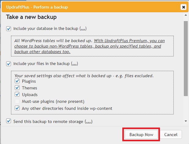 WP-Disaster-UpDraftPlus-Configure
